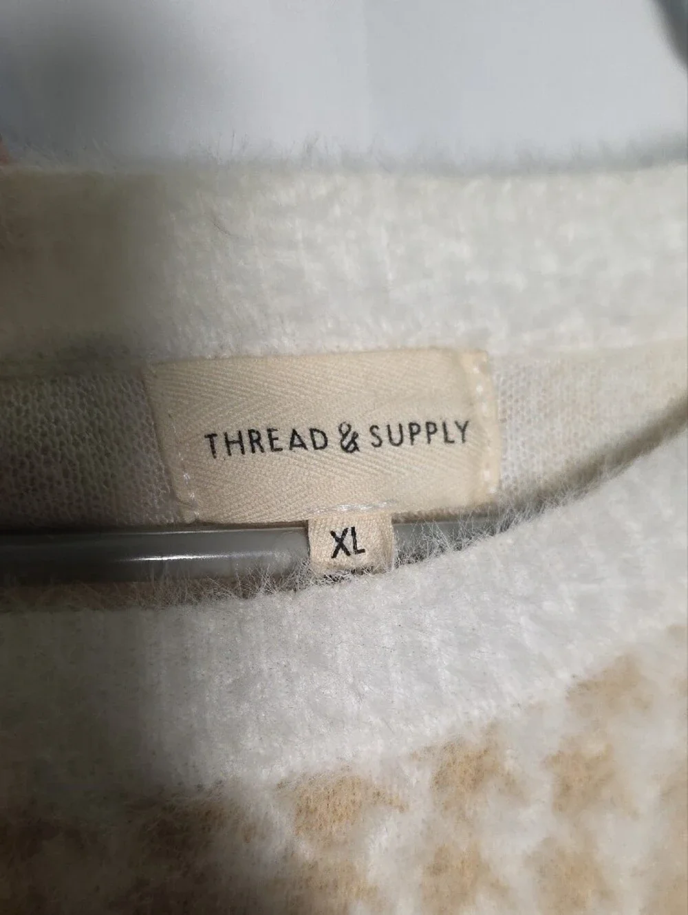 Thread & Supply Cream Houndstooth Scoop Neck Sweater - Picture 2 of 3